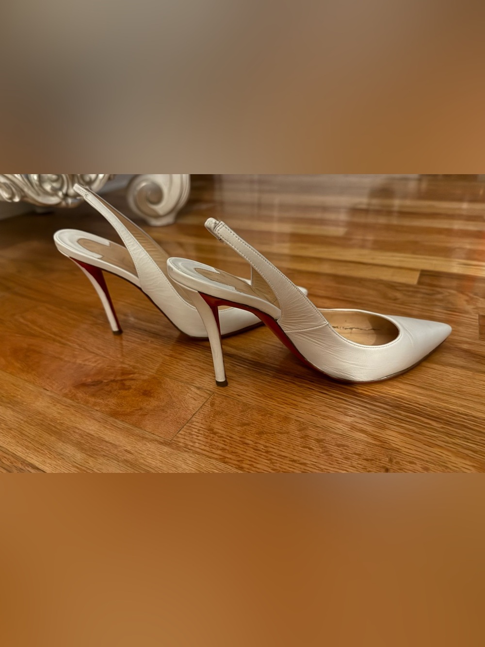 Christian Louboutin Miss Z White Pointed Slingback Stiletto Heels